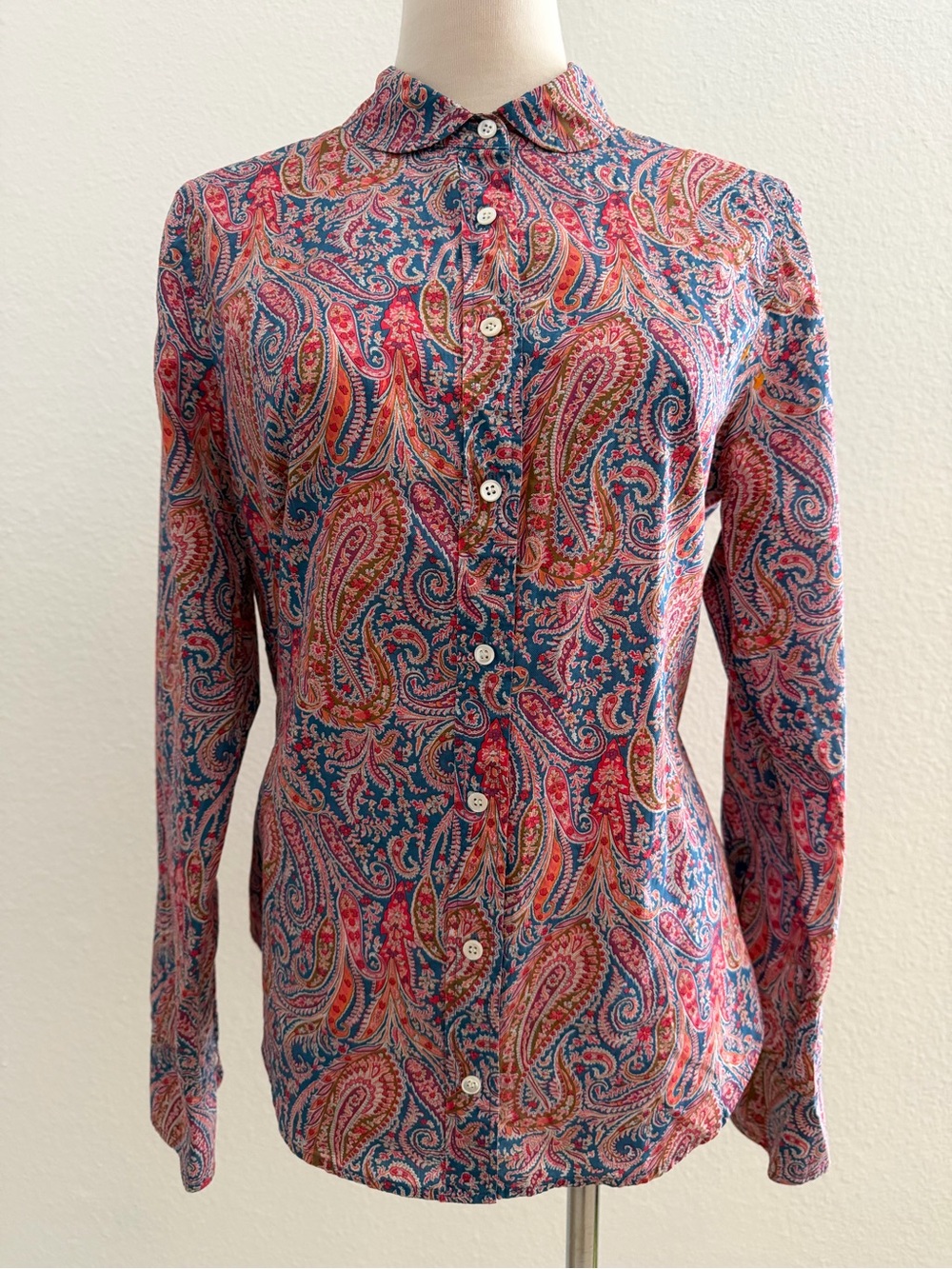 J. Crew Liberty Art Fabrics Women’s Button Down Shirt Paisley Multicolor Size 8